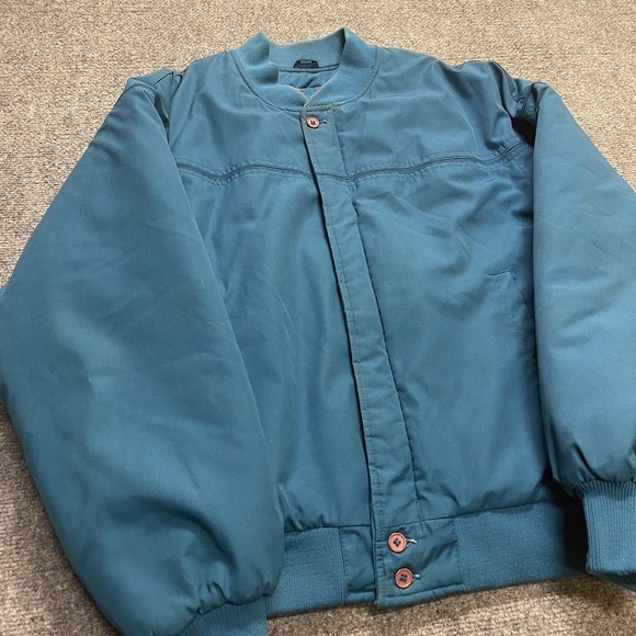 Vintage John Weitz Bomber Plaid Teal Jacket - Picture 2 of 9